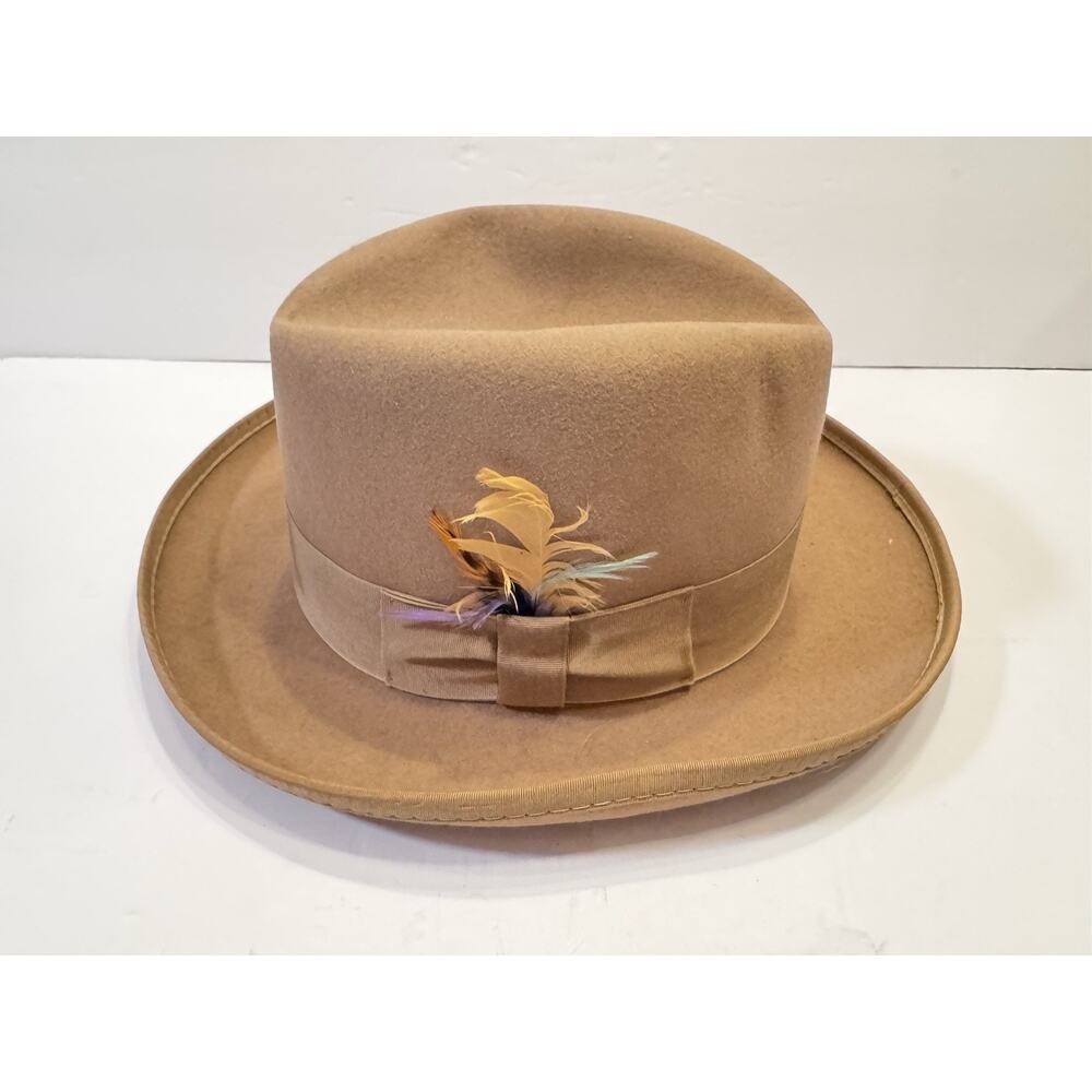 Large Timely Fashion Park Royal Wool Hat Beige Light Brown USA Made